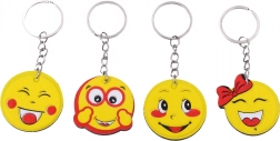 Porte-clés smiley scintillant – pendentif double face, 4 modèles