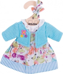 Bigjigs Toys robe turquoise avec gilet pour poupée 28 cm