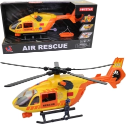 Hélicoptère de sauvetage avec lumière et son, treuil fonctionnel et rotor