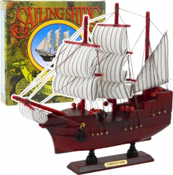 Modèle décoratif de trois-mâts rouge bordeaux 24x23 cm