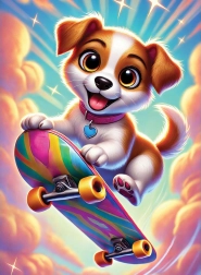 Puzzle en bois chien sur skateboard 40 pièces