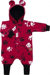 Combinaison bébé en coton avec capuche et petites oreilles NEW BABY Paw rose foncé 86 (12–18 mois)