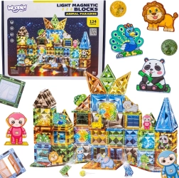 Woopie – jeu de construction 3D magnétique lumineux – monde des animaux, 124 pièces