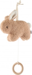 Jouet musical suspendu lapin avec anneau en bois