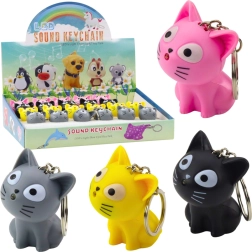 Pendentif porte-clés chat avec lampe LED et son, assortiment de couleurs