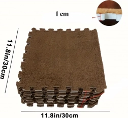 Set de dalles de puzzle en mousse avec peluche, marron 30 × 30 cm (12 pcs)