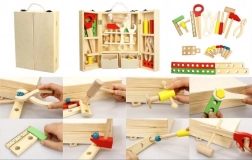 Boîte à outils pour enfants en bois - 30 pièces