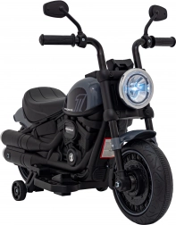 Moto électrique pour enfants Chopper Faster avec radio FM, panneau audio et LED – Gris