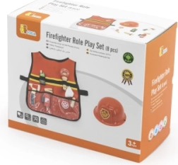 VIGA déguisement de pompier pour enfants avec veste et accessoires en bois, 8 pièces