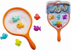 Épuisette avec des poissons colorés