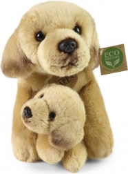 Rappa labrador en peluche avec chiot allongé 25 cm éco‑responsable