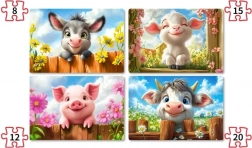Puzzle Castorland animaux adorables 4-en-1 (8, 12, 15, 20 pièces)