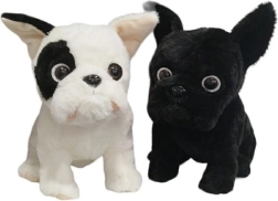 Bouledogue en peluche noir et blanc