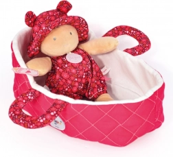 Doudou Jolijou poupée dans un sac de transport rose 20 cm