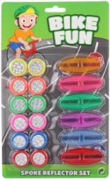 Accessoires en plastique colorés pour vélo – set de catadioptres et anneaux décoratifs