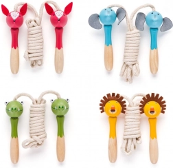 Cordes à sauter pour enfants avec poignées animales en bois