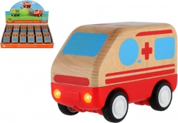 Ambulance en bois à friction 11 cm pour enfants 18 mois+