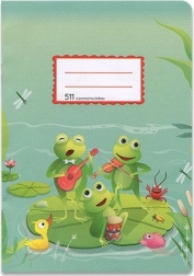 Cahier scolaire A5 avec ligne auxiliaire Grenouilles, 10 feuilles