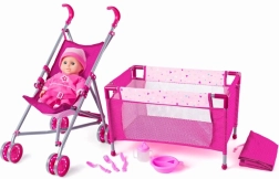WOODY Ensemble pour enfants avec poussette et lit bébé