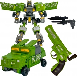 Woopie robot de combat vert transformable 3-en-1 avec véhicule et lanceur de fléchettes en mousse