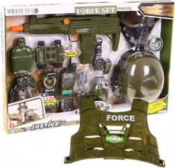 Set militaire pour enfants 15 pièces avec effets interactifs, casque, gilet, fusil et talkie-walkie