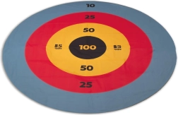 Jeu de lancer avec des disques sur une cible colorée