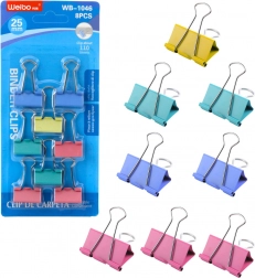 Set de clips de bureau colorés 25 mm, 8 pièces