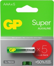Piles alcalines AAA GP Super, lot de 5