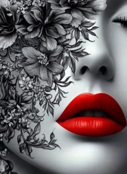 Peinture diamant femme aux lèvres rouges 30 × 40 cm