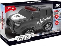 Voiture de police à friction avec effets, noire 22,5 cm