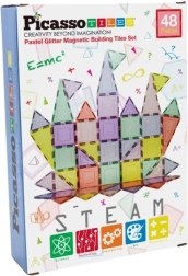 Jeu de construction magnétique PICASSOTILES pastel pailleté – 48 pièces