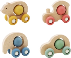 Voiture animale en bois avec bille