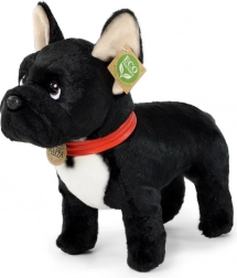 bouledogue français en peluche noir avec collier 30 cm éco-responsable
