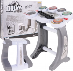 Batterie électronique pour enfants 6+ avec tabouret, 5 pads et 2 baguettes