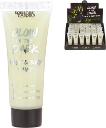 Peinture phosphorescente pour le visage et le corps Karneval, lumineuse dans l’obscurité, en tube 10 ml - 1 pièce