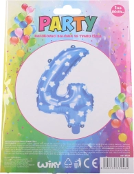 Ballon gonflable chiffre 4 bleu avec petites étoiles