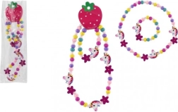 Ensemble de bijoux pour enfants : collier et bracelet en perles à motif licorne