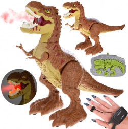 Dinosaure RC contrôlé par gestes et télécommande, lumières, sons et vapeur – Marron