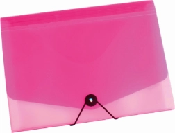 Organisateur de documents A4 avec élastique, transparent/rose – 13 pochettes