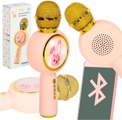 Microphone karaoké sans fil pour enfants avec petit lapin – rose