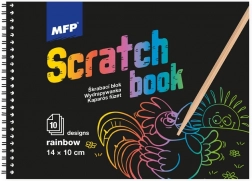 Bloc-dessin à gratter 14x10cm assortiment/arc-en-ciel
