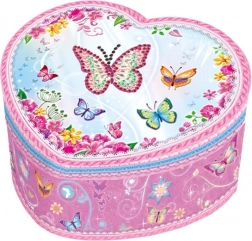 Boîte à bijoux musicale cœur avec papillons