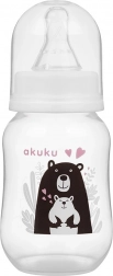 Biberon Akuku 125 ml avec motif ourson, blanc