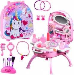 Coiffeuse pour enfants 2-en-1 en valise avec accessoires UNICORN Sweet Time – rose