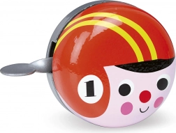 Sonnette rétro pour vélo rouge avec cycliste