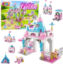 Jeu de construction château rose pastel 6-en-1, 131 pièces