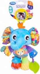 Playgro éléphant suspendu Elly – jouet sensoriel en peluche avec anneau de dentition