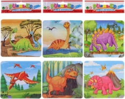 Puzzle et coloriages 2-en-1 – dinosaures, 2×16 pièces, 3 variantes