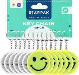Pendentif réfléchissant smiley 7 cm – assortiment 2 variantes, conditionnement par 12 pièces