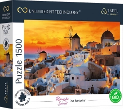 Puzzle TREFL UFT coucher de soleil romantique : Oia, Santorin 1500 pièces